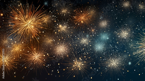 Beautiful creative holiday background with fireworks and sparkles