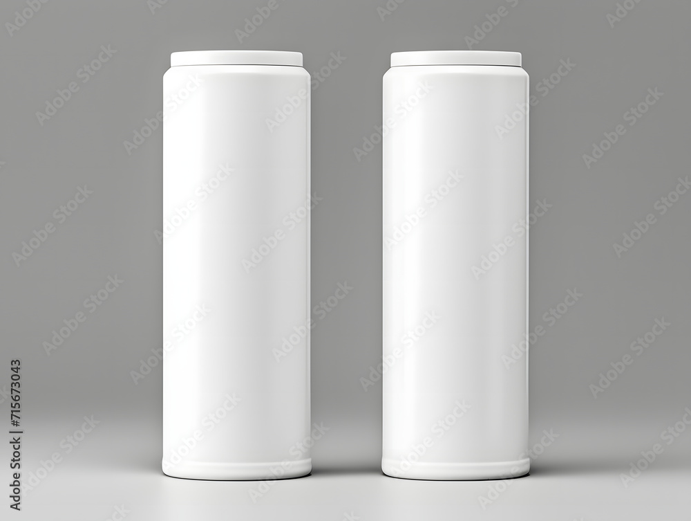 3D white blank two paper tube tin can mockup 3D white blank two paper tube tin can mockup