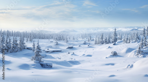 The serene winter landscape of the Tundra