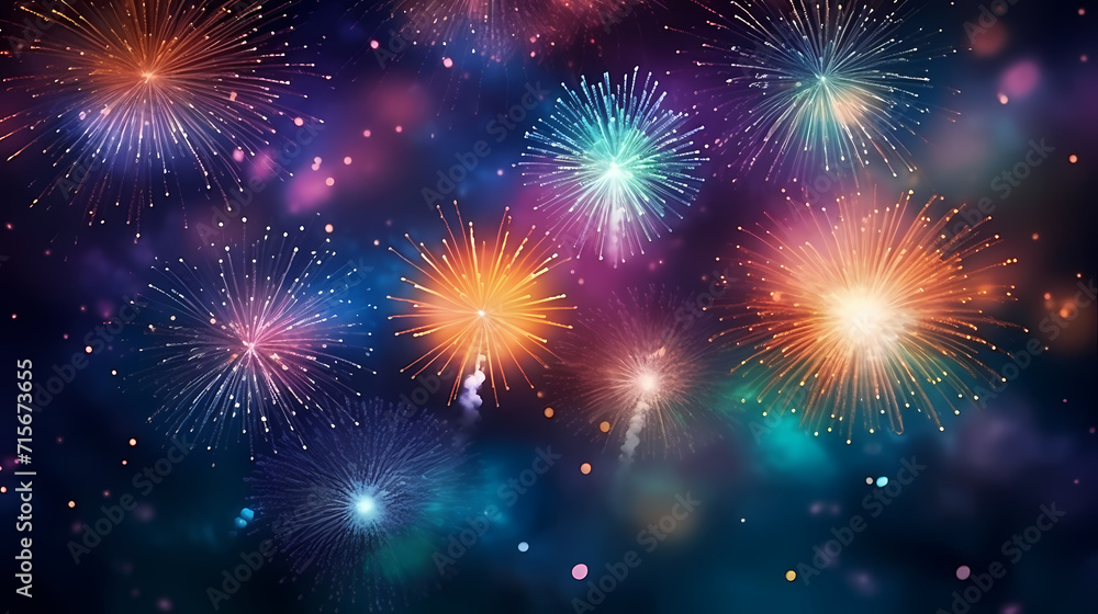 Beautiful creative holiday background with fireworks and sparkles Beautiful creative holiday background with fireworks and sparkles