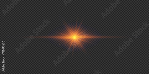 Orange horizontal light effect of lens flares