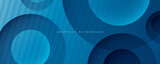 Blue abstract circle shape background, with rounded texture design vector.