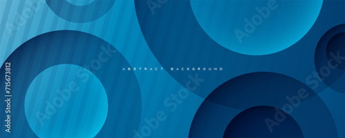 Blue abstract circle shape background, with rounded texture design vector.