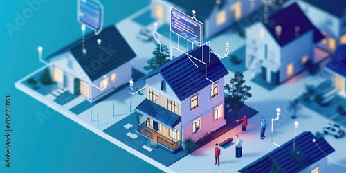 A house surrounded by a lot of connected devices. Find your next home with an Artificial Intelligent, AI assistant. © tilialucida