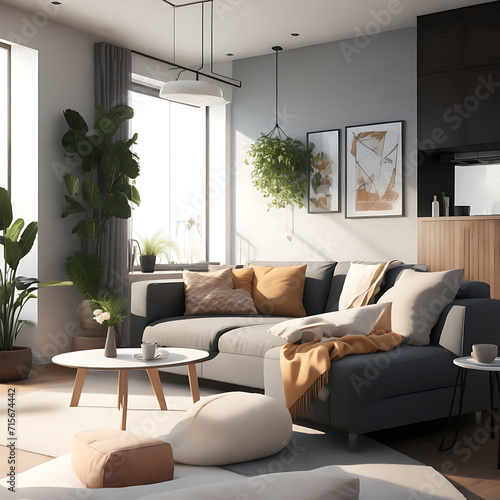 Living room with furniture and interior design