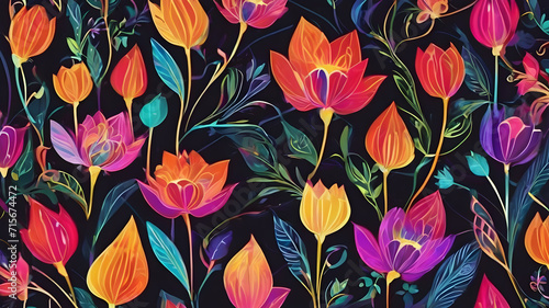  Abstract floral background elements for design.  AI generated image. AI generated image