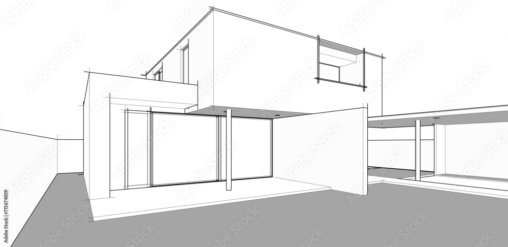house building sketch architecture 3d illustration house building sketch architecture 3d illustration