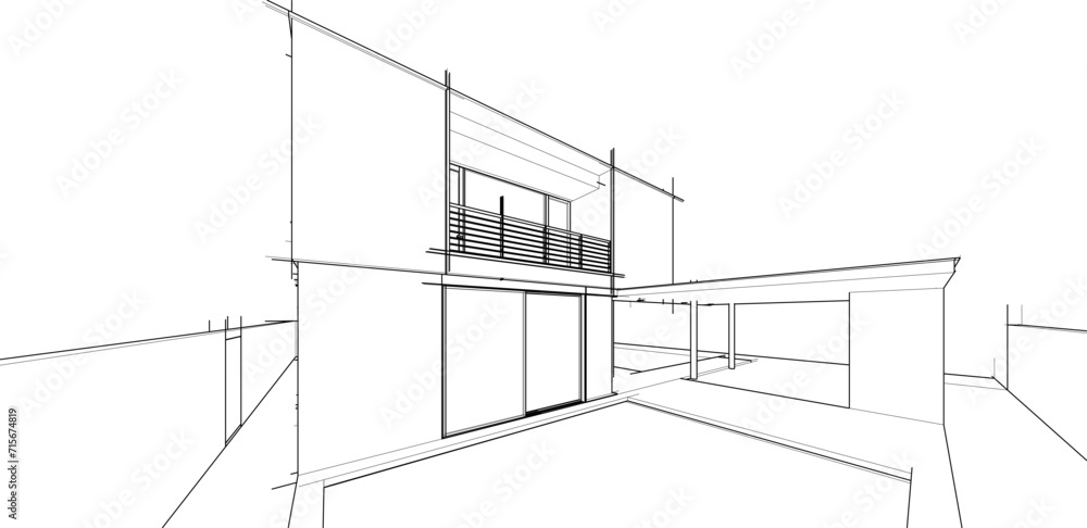 house building sketch architecture 3d illustration house building sketch architecture 3d illustration
