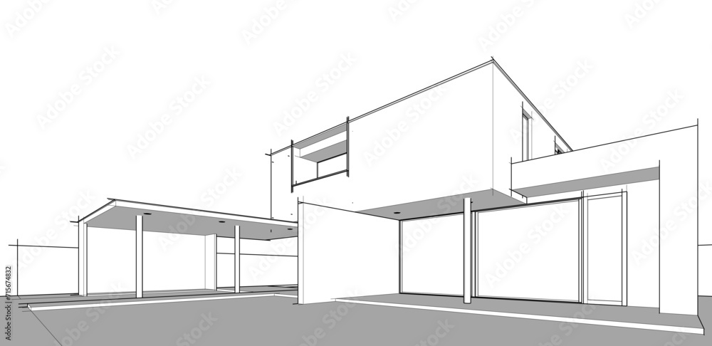 house building sketch architecture 3d illustration house building sketch architecture 3d illustration