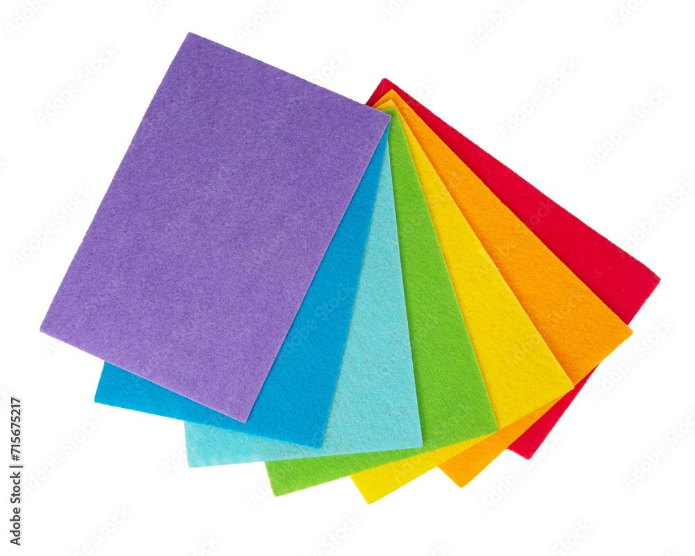 Rainbow felt decorative sheets isolated on the white background Rainbow felt decorative sheets isolated on the white background
