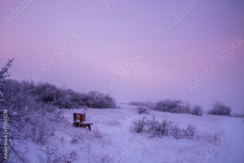 bench on a cold morning