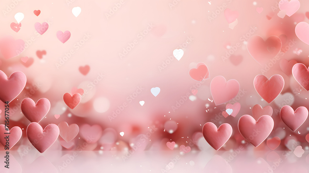 Pale pink St Valentine's Day background with hearts. Romantic holiday background