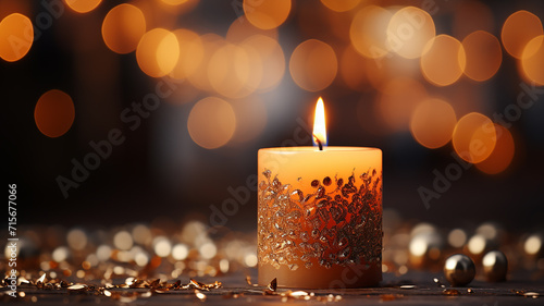 Christmas advent candle lighting in church for religious rites, quiet mind,and spirit or funeral, AI