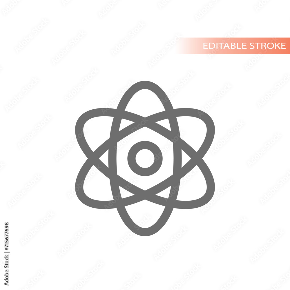 Atom line vector icon. Editable stroke simple symbol. Atom line vector icon. Editable stroke simple symbol.