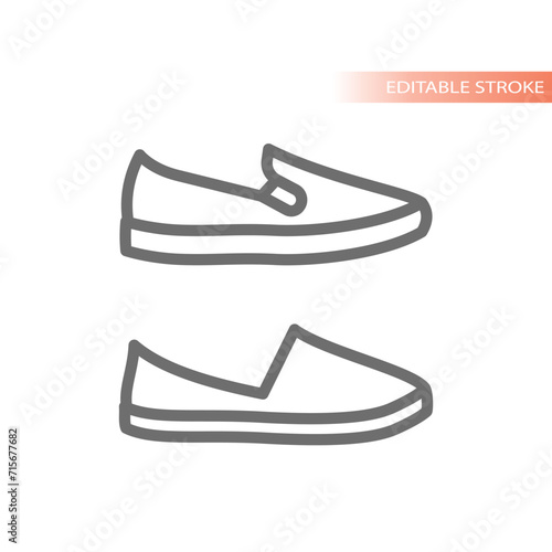 Espadrilles line vector icons. Canvas shoes outline icon set.