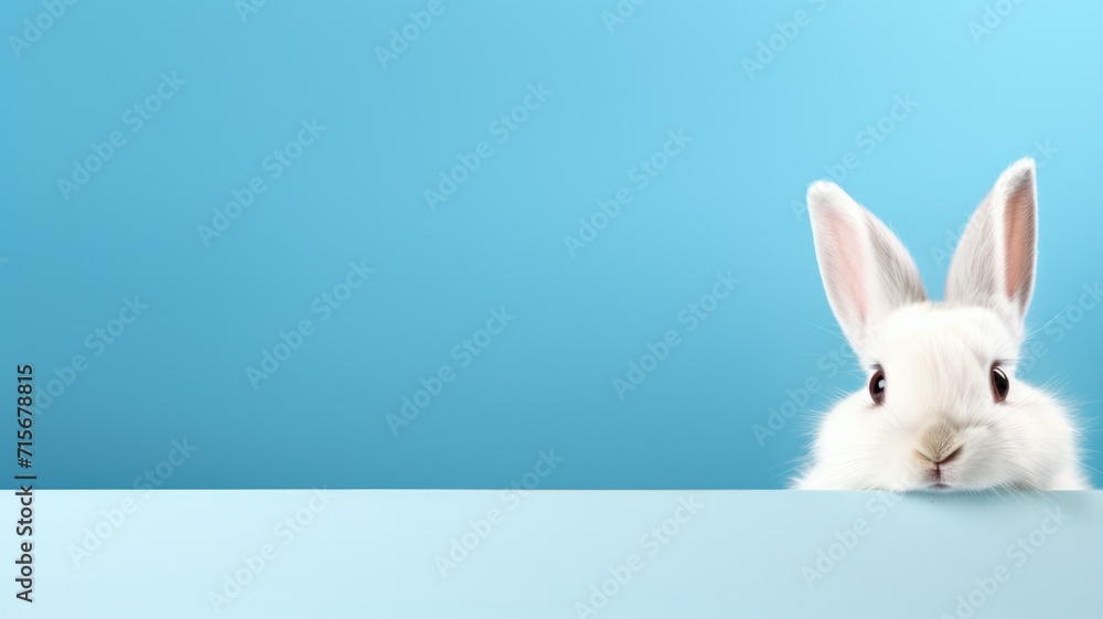 Obraz premium white easter bunny on blue background