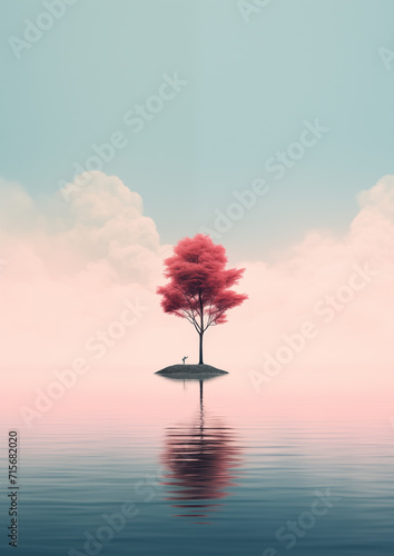 Tranquil Minimalistic Scene of a Lake