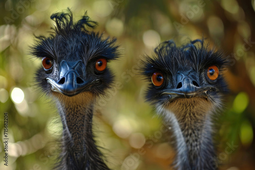 The curious faces of two Emu birds © Veniamin Kraskov