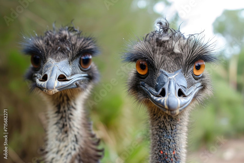 The curious faces of two Emu birds © Veniamin Kraskov