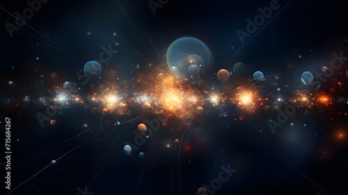 Dealing with particles. Particle physics, quantum physics abstract background.