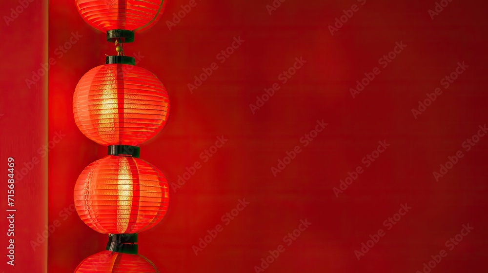 Chinese Lanterns in red background. traditional oriental style illustration with large copy space. New Year's Atmosphere. Asian Traditional holiday concept. Chinese Lanterns in red background. traditional oriental style illustration with large copy space. New Year's Atmosphere. Asian Traditional holiday concept.