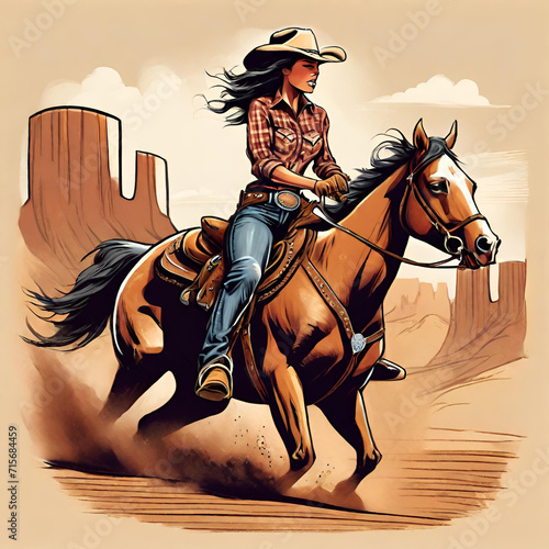 cowgirl riding horse