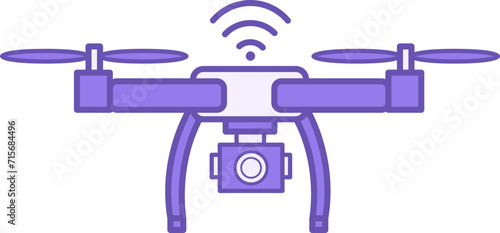 Colored Drone Icon. Drone Quadcopter with Action Camera. Technology Concept