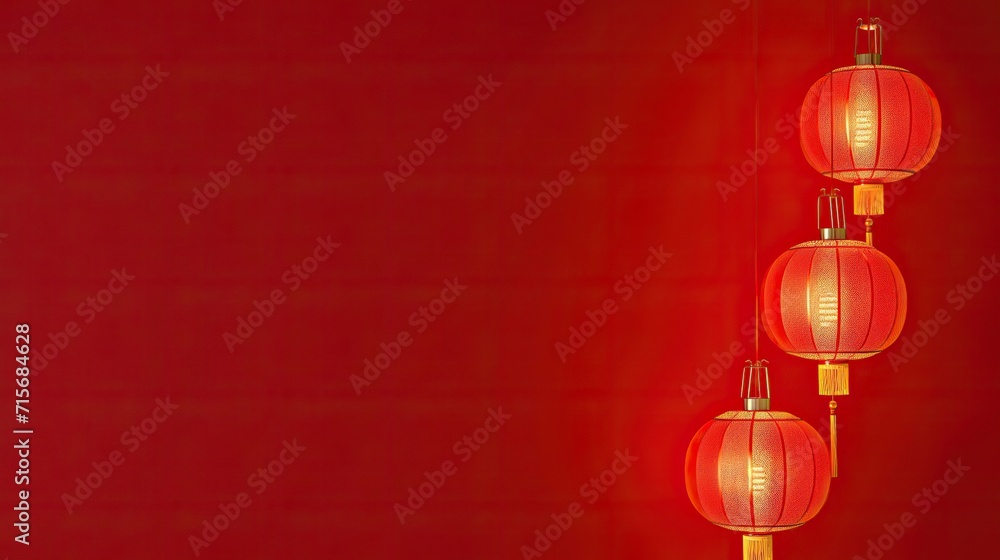 Chinese Lanterns in red background. traditional oriental style illustration with large copy space. New Year's Atmosphere. Asian Traditional holiday concept. Chinese Lanterns in red background. traditional oriental style illustration with large copy space. New Year's Atmosphere. Asian Traditional holiday concept.