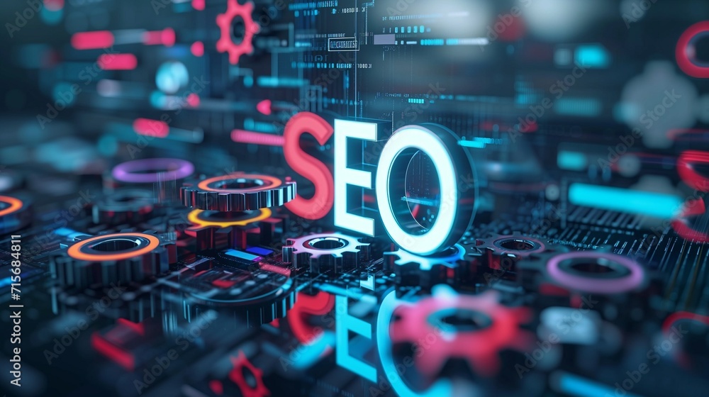 Search engine optimization, SEO, background cover, the concept of optimization to raise the position of the site, the search engine for user queries, network traffic in the search engine.