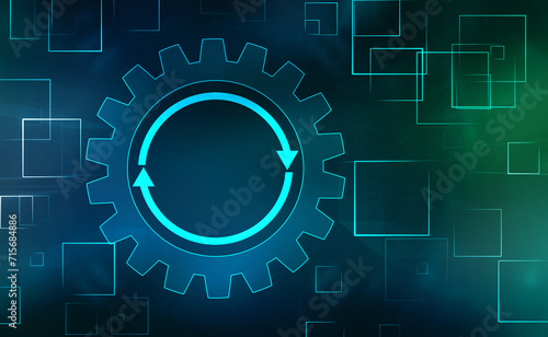 Update icon with binary codes on technology abstract background, Update System Upgrade Software version technology concept