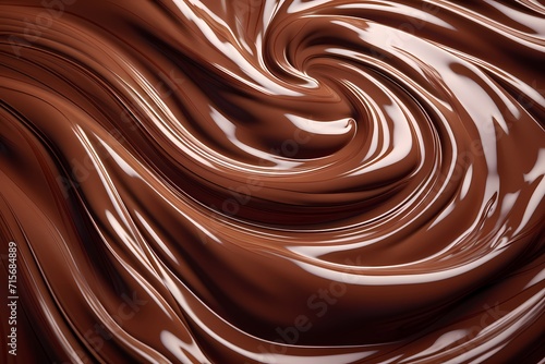 A close-up shot of melted chocolate swirling in a mesmerizing pattern, creating a rich and indulgent abstract background.