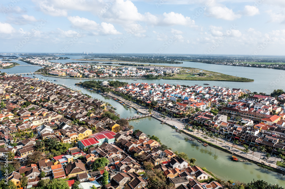 Old Town Hoi An at Sunrise. Vietnam. Aerial Drone Photo