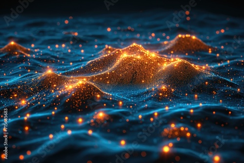 topographical map with glowing lights wallpaper background