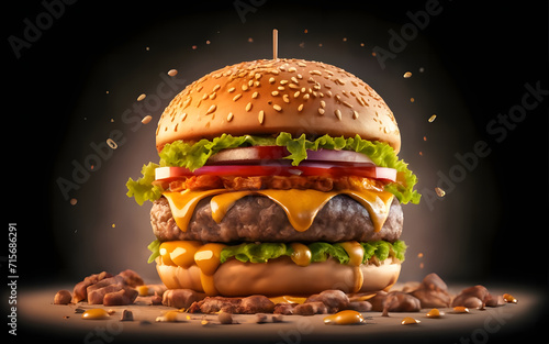 Beef Cheese Berger with Background