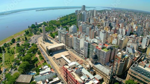 Rosario Argentina aerial views with drone of the city Santa Fe aerial tours of the city center photo