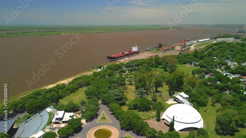 Rosario Argentina aerial views with drone of the city Santa Fe Urquiza port park observatory photo