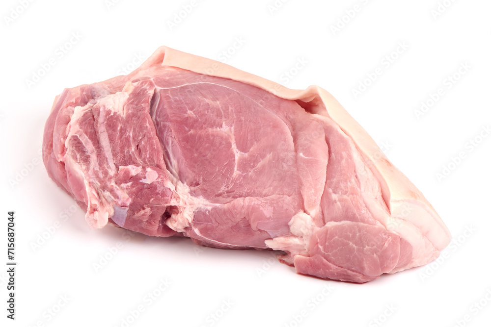 Raw pork ham meat, isolated on white background. Raw pork ham meat, isolated on white background.