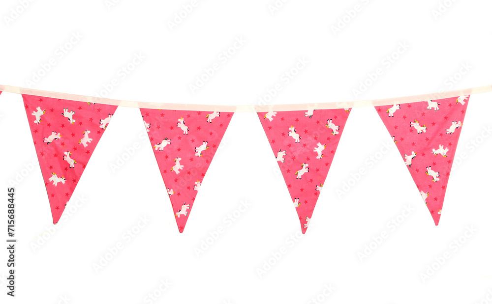 Pink girls unicorn bunting isolated on a white background Pink girls unicorn bunting isolated on a white background
