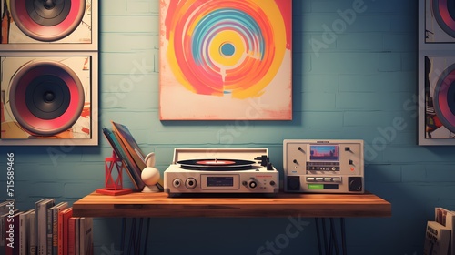 A record player with vinyl disc photo