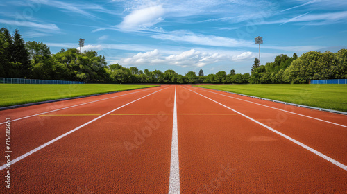 Pristine running track ready for athletes. © OLGA