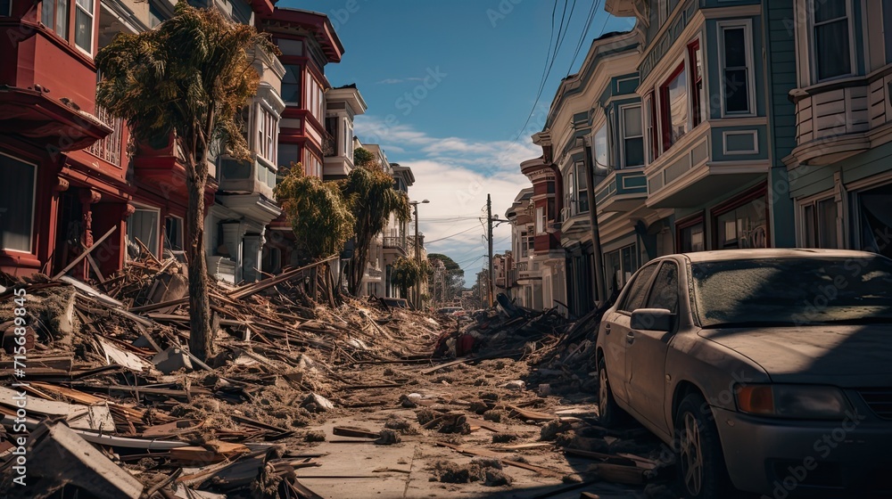Residential Street After Disaster