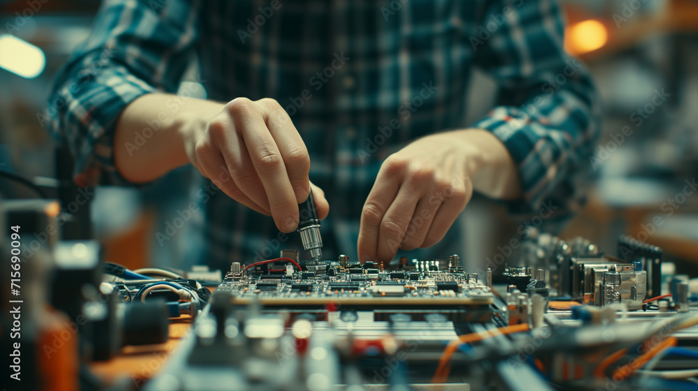 Precision and Expertise An Engineer's Finesse in Circuitry Repair