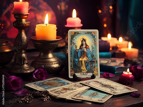 candles and tarot cards