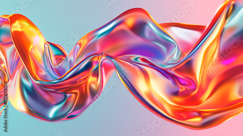 Neon glass gradient fluid shapes transparent liquid holographic gradient shapes background. Vibrant texture Banner