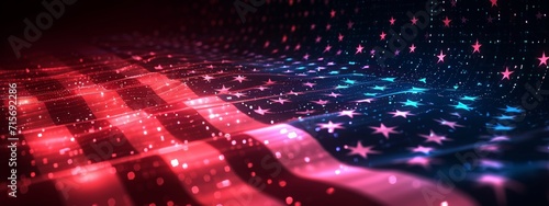  A visual metaphor of the American flag in a digital wave form, representing the nation's ongoing digital transformation and connectivity.