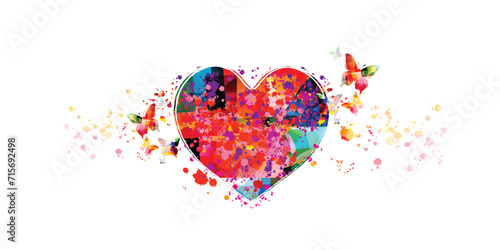 Romantic background with heart. Happy Valentine's Day cute banner, poster, card or web background. 