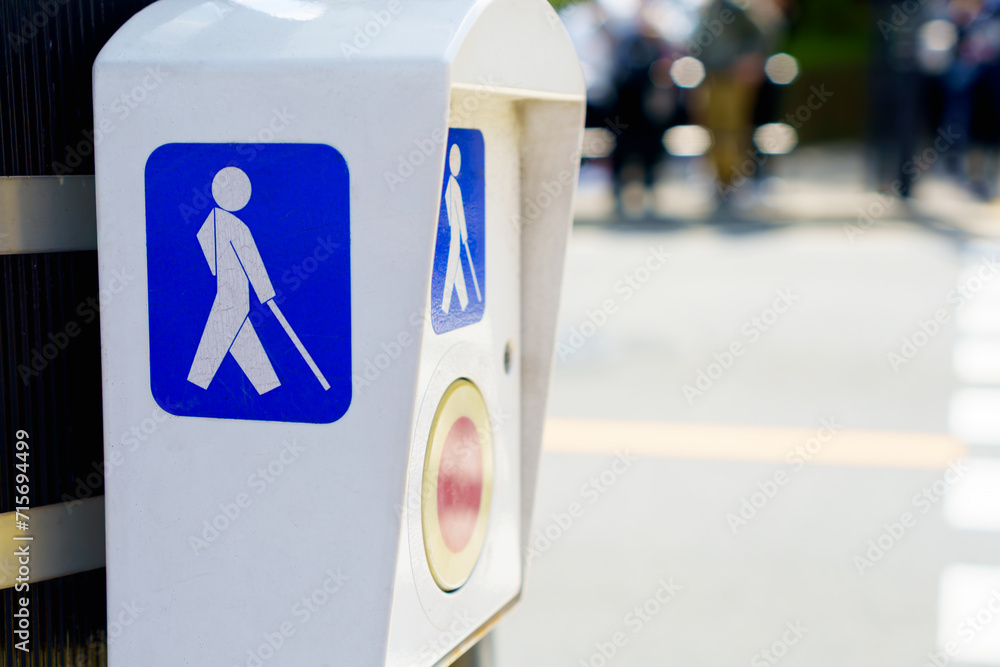 Equipment for blind people, symbol for disabled person for crossing the ...