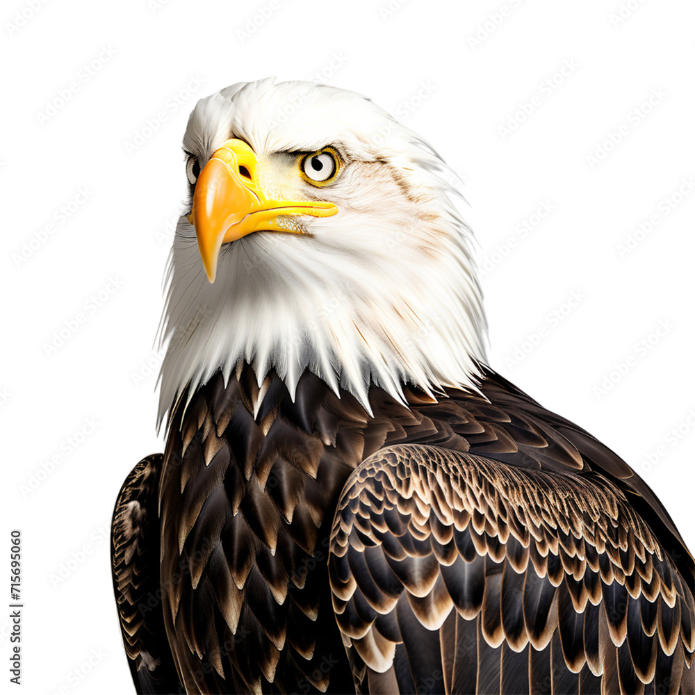 Obraz premium Bald eagle sitting on transparent background