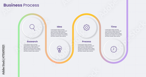Infographic roadmap diagram template for 4 step business process concept