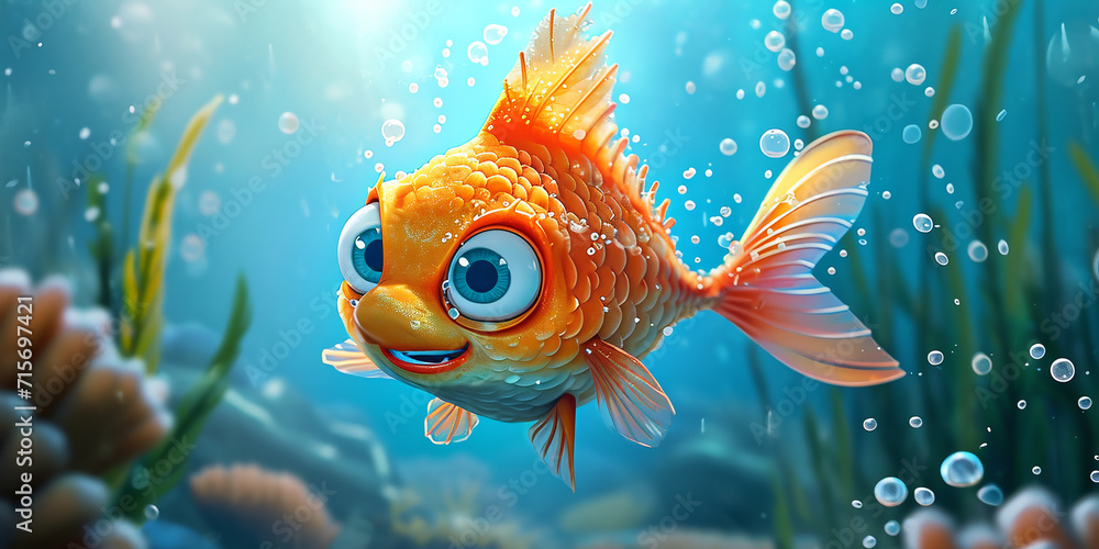 Cute funny cartoon fish Cute funny cartoon fish